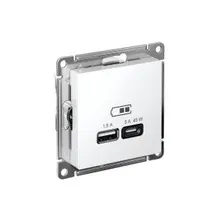 ATLASDESIGN USB РОЗЕТКА A + тип-C 45Вт высокоскор.заряд. QC, PD, механизм, БЕЛЫЙ