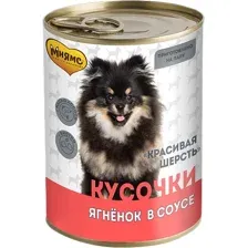 Консервированный корм для собак Мнямс Красивая шерсть кусочки в соусе с ягненком 400 г