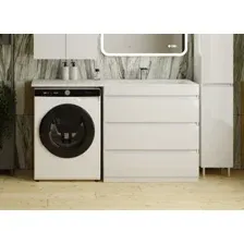 Symbolite Тумба с умывальником Даллас 150 Люкс Plus 3 ящика + Даллас 150x48.2 (правый, белый)