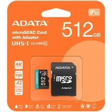 Карта памяти A-data microSDXC 512GB + адаптер (AUSDX512GUICL10A1-RA1)