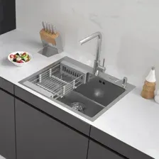 Кухонная мойка ARFEKA ECO AR мойка 600*500, коландер, дозатор SATIN DECOR VOLCANIC ROCK