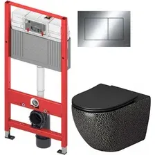Унитаз подвесной Grossman Color GR-4411BBLS + TECE Kit 9400412 (с кнопкой)