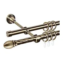 Карниз для штор АС ФОРОС Grace D16K/16Г + наконечники Белуно (1.8м, антик)