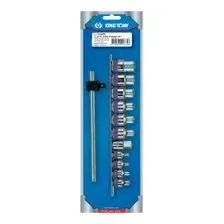 Набор торцевых головок с воротком 1/2"-3/8", TORX Е-стандарт, E4-E20 (12 предметов) KING TONY 7112PR
