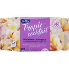 Влажные салфетки Aura Для всей семьи с антибактериальным эффектом Tropic Cocktail (60шт)