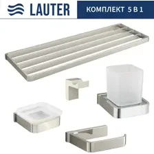 Набор аксессуаров для ванной и туалета Lauter 21SH7061 + 21SH7051 + 21SH7091 + 21SH7101 + 21SH7131 (Chrome, 5 предметов)