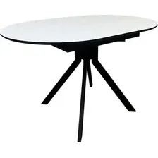 Кухонный стол Васанти плюс Дорн-1 120/160x80 (белый глянцевый/черный/каркас черный/опора металл черный)