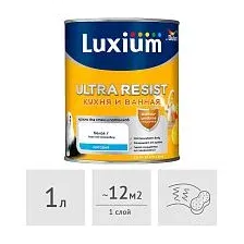 Краска Luxium Ultra Resist Кухня и Ванная мат BW 1л