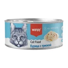 Влажный корм для кошек Wanpy Cat Курица с треской (95г)
