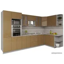 Готовая кухня Интерлиния Мила Gloss 1.68x3.4 правая (капучино)