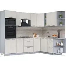 Готовая кухня Интерлиния Мила Лайт 1.88x2.6 правая (персидский жемчуг/персидский жемчуг/травертин серый)