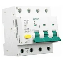 Дифавтомат DEKRAFT ДИФ-103 3Р+N 40А 30мА тип AC 6кА C (16216DEK)