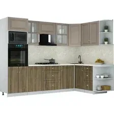 Готовая кухня Интерлиния Мила Шато 1.68x2.8 ВТ PR (луна/дуб вотан/опал светлый)