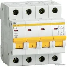 Выключатель автоматический IEK ВА 47-29 16А 4P 4.5кА С MVA20-4-016-C