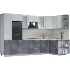 Готовая кухня Интерлиния Мила 1.68x3.2 правая (бетон лайт/бетон портленд/опал светлый)