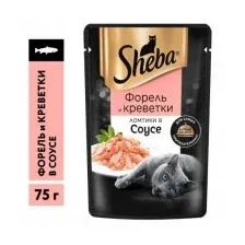 Пресервы Sheba Ломтики в соусе. Форель и креветки 75 г