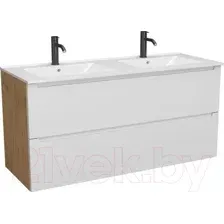 ЗОВ Тумба с умывальником Дион 120 D120LHO0M9003MKV5-OL120 (белый матовый/дуб)