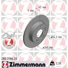 Тормозной диск ZIMMERMANN 280.3186.20 полный , задняя ось