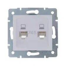 Розетка компьютерная RJ-45 двойная LEZARD Karina белая (707-0288-141)
