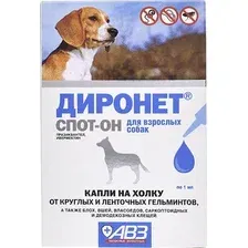 Капли от паразитов Агроветзащита Диронет Спот-он для собак (4 пипетки)