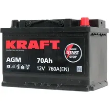 Автомобильный аккумулятор KRAFT AGM 70 R
