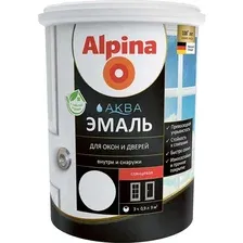 Эмаль Alpina Аква для окон и дверей глянцевая 2.5 л (белый глянцевый)
