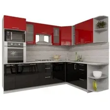 Готовая кухня Интерлиния Мила Gloss 1.88x2.6 правая (красный-черный)