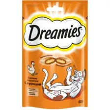 Лакомство Dreamies для взрослых кошек с курицей, 60 г