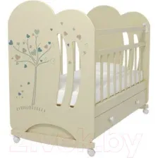 Детская кроватка VDK Wind Tree колесо-качалка с ящиком (слоновая кость)