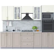 Готовая кухня Интерлиния Мила Шато 2.6В (белый/луна/серый каспий)