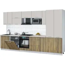 Готовая кухня Интерлиния Мила Gloss 3.5-ПМ2 (дуб вотан/кашемир/бискайская сосна)