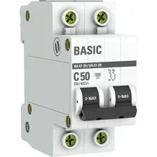 Выключатель автоматический EKF ВА 47-29 2P 50A (C) 4.5кА mcb4729-2-50C