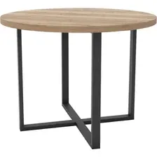 Кухонный стол Hype Mebel Раунд раздвижной 80x80 (черный/дуб галифакс натуральный)