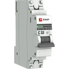 Выключатель автоматический EKF ВА 47-63 1P 32А (C) 4.5kA PROxima mcb4763-1-32C-pro