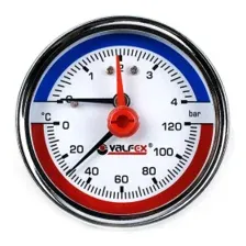 Термоманометр сантехнический Valfex 63мм 1/2" 4 бар 120°С / VF.TMZ.63.012.04