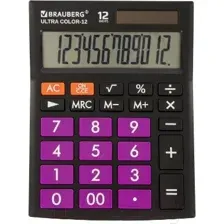 Калькулятор BRAUBERG Ultra Color-12-BKPR 250501 (черный/фиолетовый)