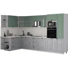 Готовая кухня Интерлиния Мила Деко 1.88x3.4 LV (керамика/мята/опал светлый)