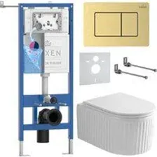 Унитаз подвесной Roxen Royal Matt в комплекте с инсталляцией StounFix Dual Fresh 6 в 1 968299 (кнопк