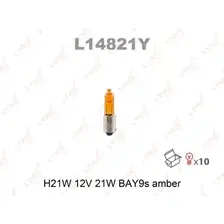 Автолампа накаливания BAY9s LYNXAUTO L14821Y H21W 12 4300K K