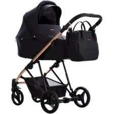 Универсальная коляска BEBETTO Yoddi Premium Class 2в1 PC (02, черная кожа/рама бронза)