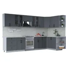 Готовая кухня Интерлиния Тренд 1.7x3.4 правая (пепел/пепел/опал светлый)