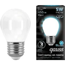 Светодиодная лампочка Gauss Filament Globe G45 E27 5 Вт 4100 К 105202205