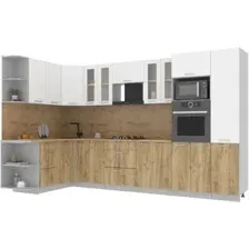Готовая кухня Интерлиния Мила 1.68x3.4 левая (белый платинум/дуб золотой/дуб бунратти)
