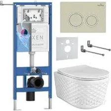 Унитаз подвесной Roxen Vine Tornado в комплекте с инсталляцией StounFix Dual Fresh 6 в 1 979011 (кнопка: бежевый)
