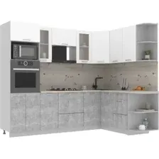 Готовая кухня Интерлиния Мила 1.68x2.6 правая (белый платинум/бетон/бискайская сосна)