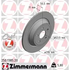 Тормозной диск ZIMMERMANN 250.1385.20 полный , задняя ось