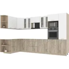 Готовая кухня Интерлиния Мила 1.68x3.4 левая без столешницы (белый платинум/дуб серый)