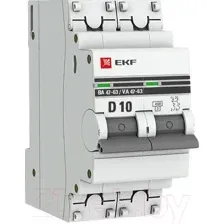 Выключатель автоматический EKF ВА 47-63 2P 10А (D) PROxima mcb4763-2-10D-pro