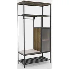 Стеллаж Hype Mebel Босс 120x200 (черный/дуб галифакс олово/велюр серый)