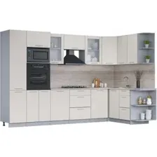 Готовая кухня Интерлиния Мила 1.68x3.2 правая (персидский жемчуг/персидский жемчуг/травертин серый)
